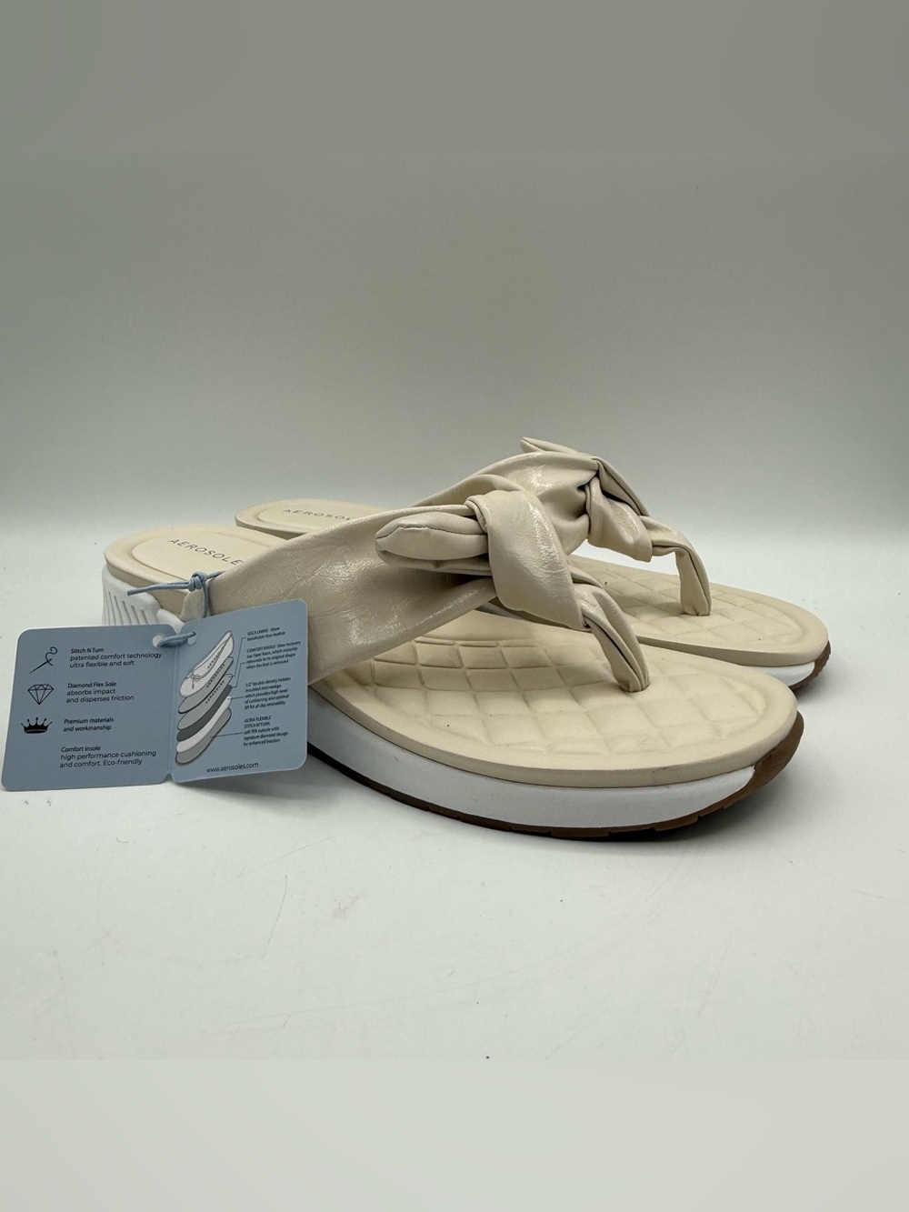Aerosoles Cream Knotted Vanna Comfort Sandal Women’s Size 10 NEW